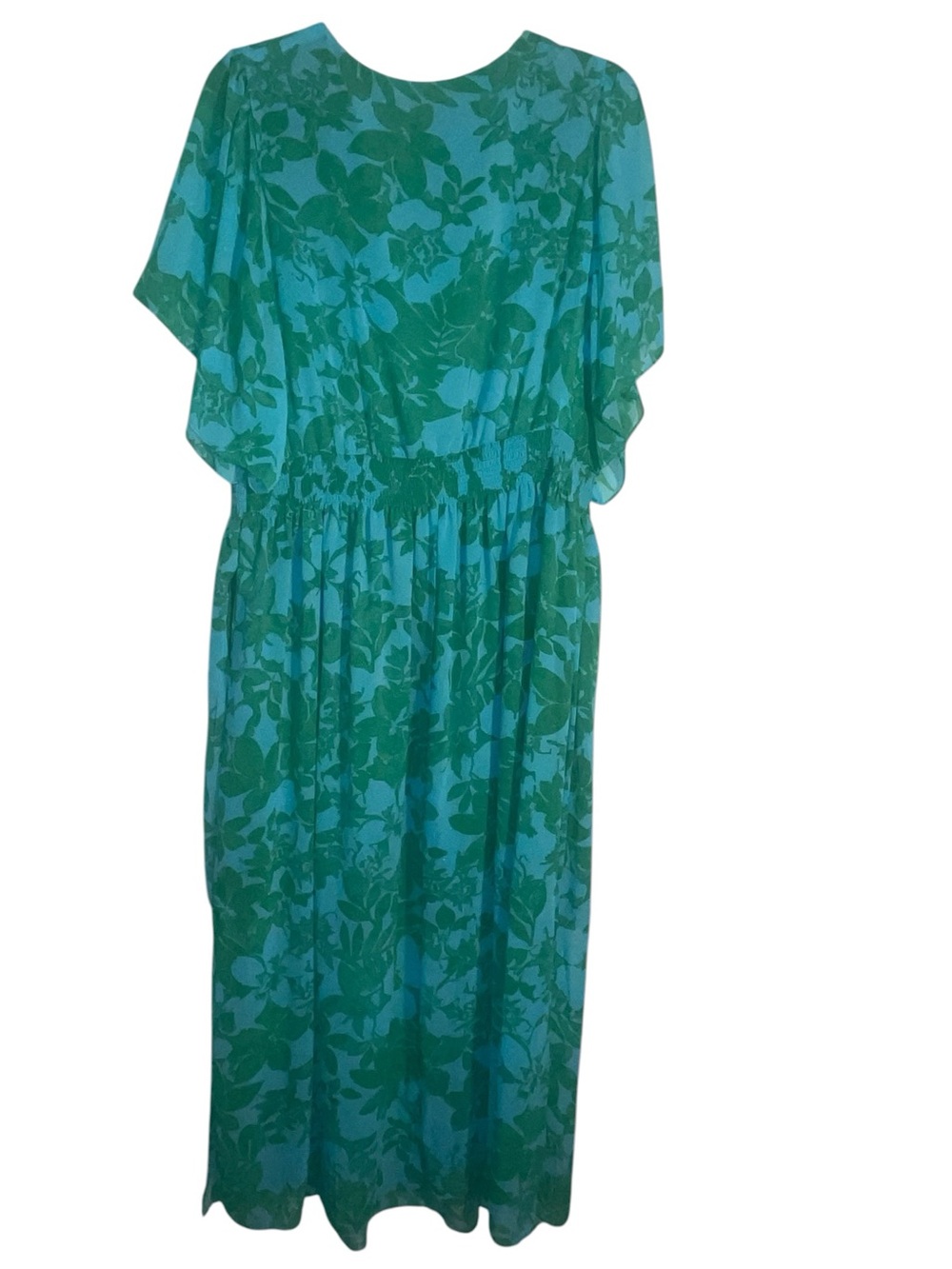 Jessica Howard green floral print chiffon maxi dress. Size 18W GUC - Picture 6 of 11